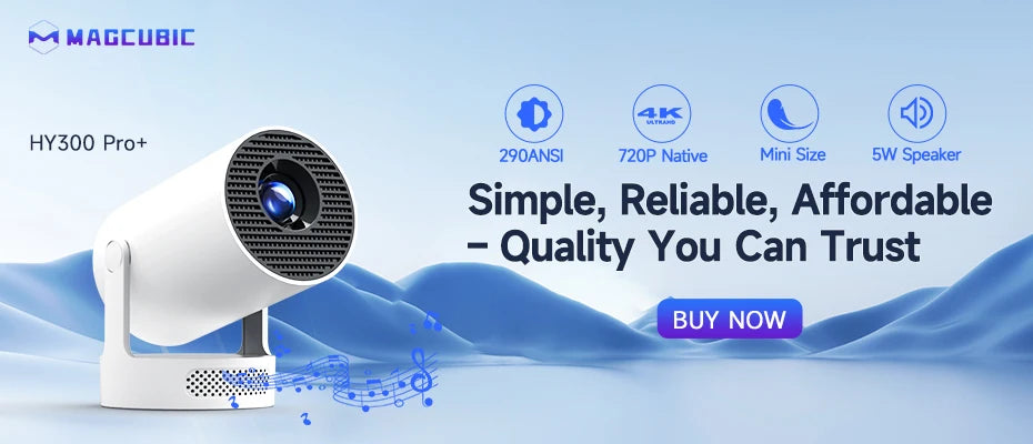 Mini size 720P Android projector with 5W speaker and 290 ANSI for reliable home entertainment