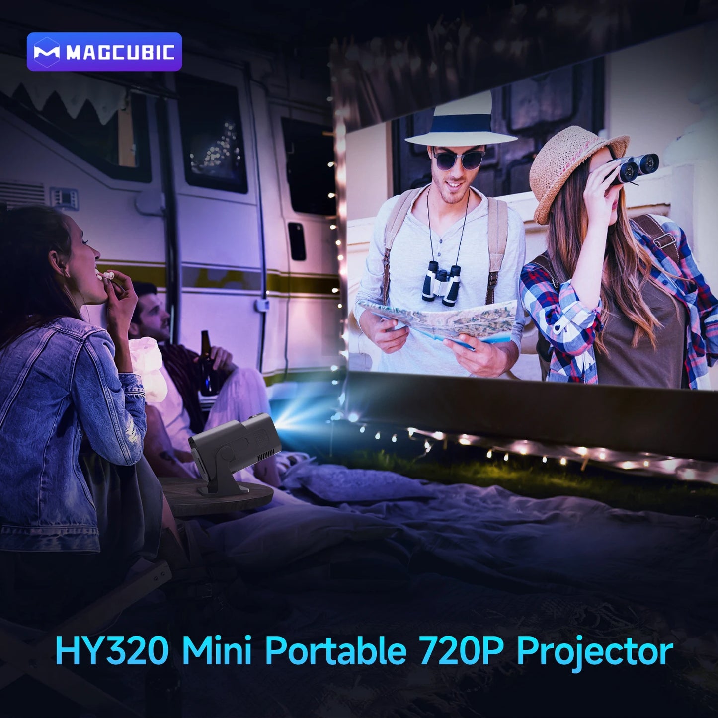HY320 Mini Portable 720P Android projector for outdoor movie nights and gatherings