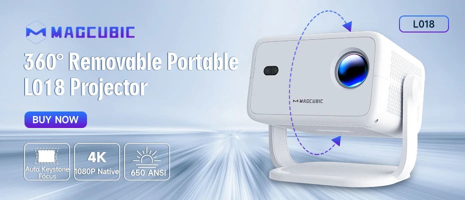 VaultHaus 720P Android projector with 360 degree removable design and 650 ANSI brightness