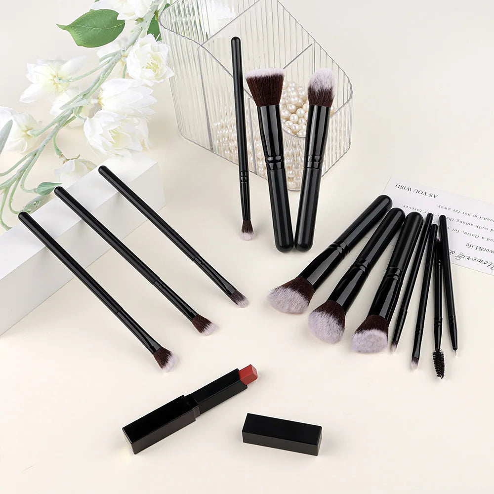 14 piece makeup brush set with various brush types for precise makeup application and blending