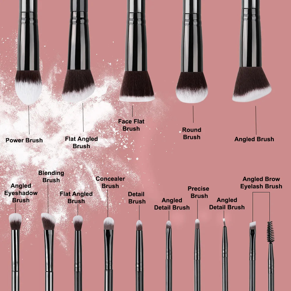 14 piece makeup brush set featuring various brushes for precise application and blending
