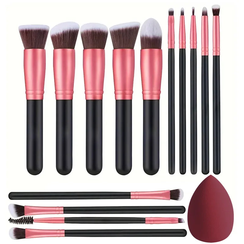 14 piece makeup brush set with soft bristles for flawless application and blending