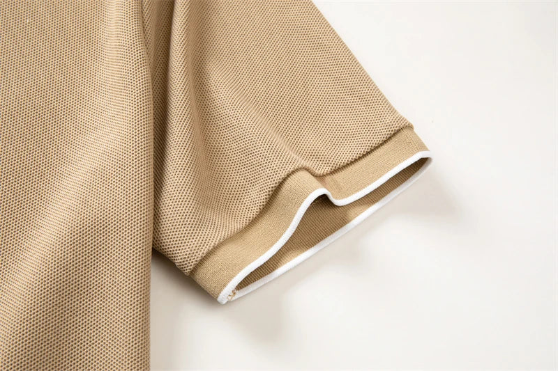 VaultHaus men's business casual polo shirt in beige with breathable fabric for comfort and style