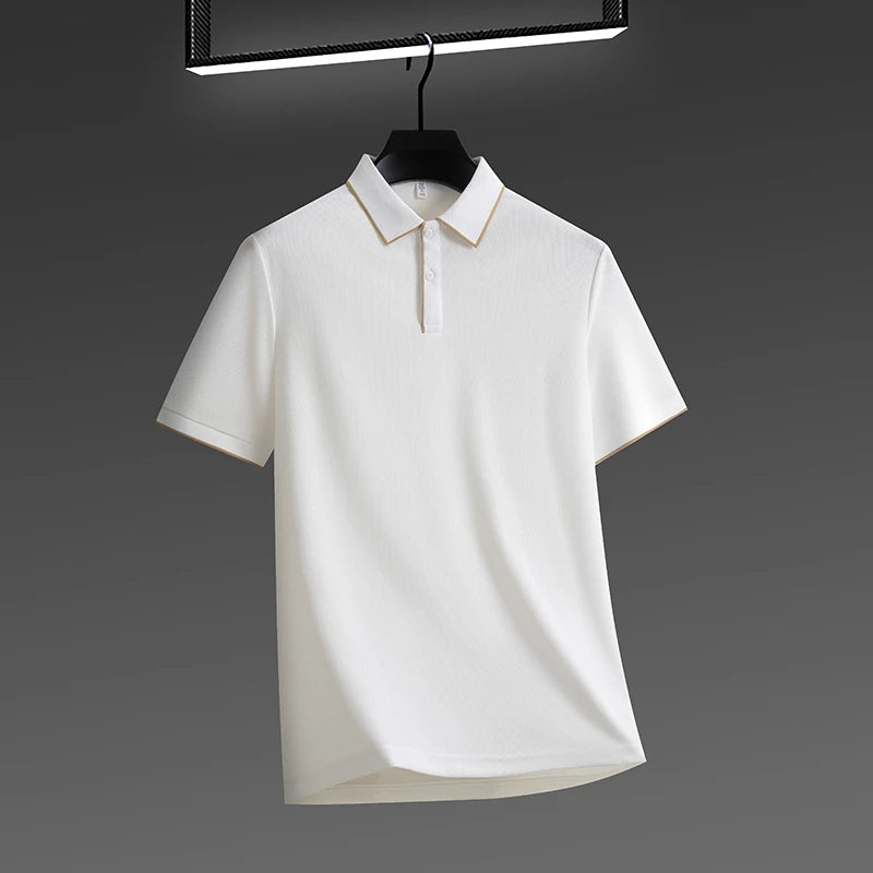 VaultHaus men's business casual polo shirt in white, perfect for office or social events