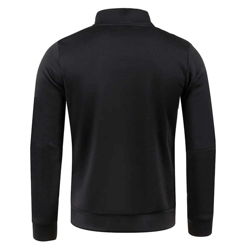 Back view of VaultHaus men's half zipper pullover in black with a stylish design
