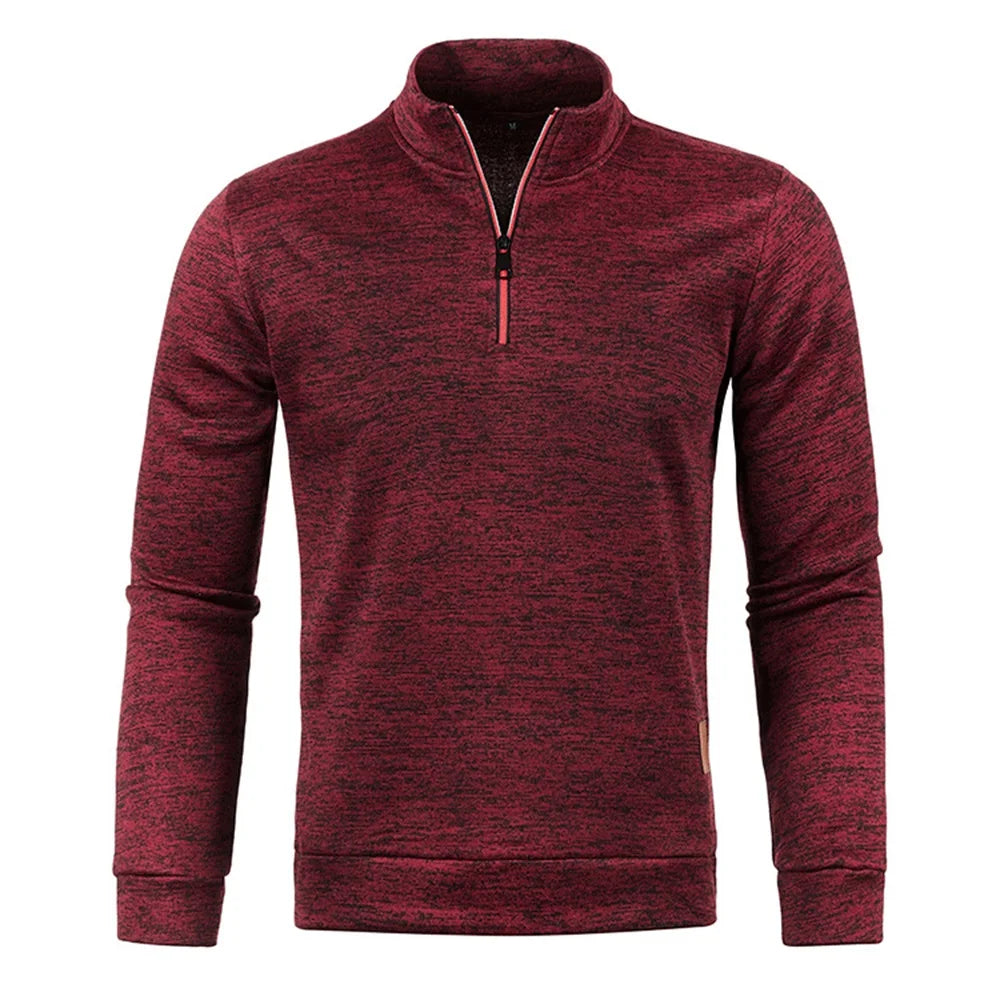 VaultHaus men's half zipper pullover in burgundy with a modern design for stylish layering