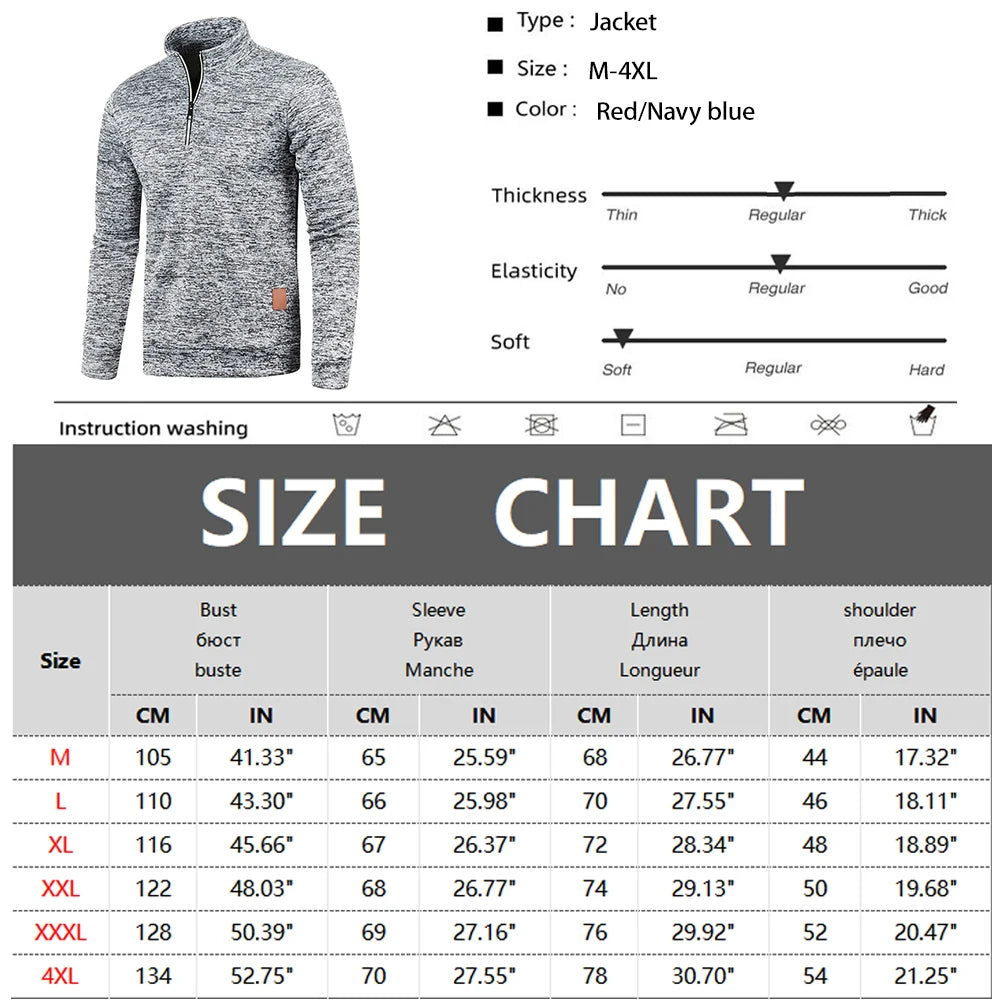 Men Sweatshirts Spring Thicker Pullover Half Zipper Pullover for Male Hoody Outdoor Sweatshir Autumn Solid Color Turtleneck Swea - VaultHaus
