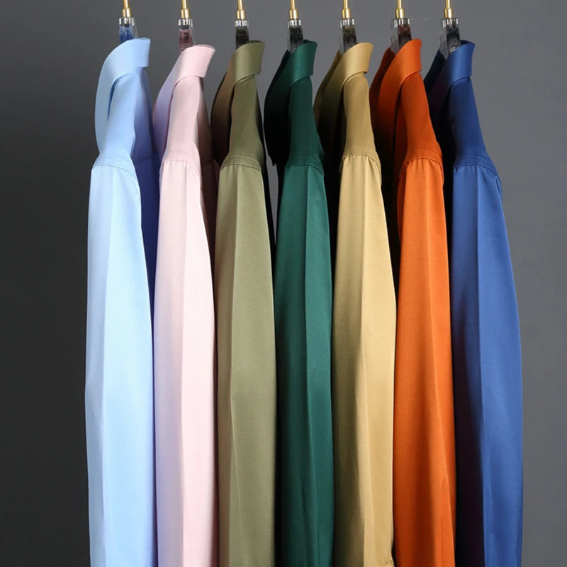 VaultHaus men's casual long sleeve non Ironing and wrinkle resistant business shirt in various colors