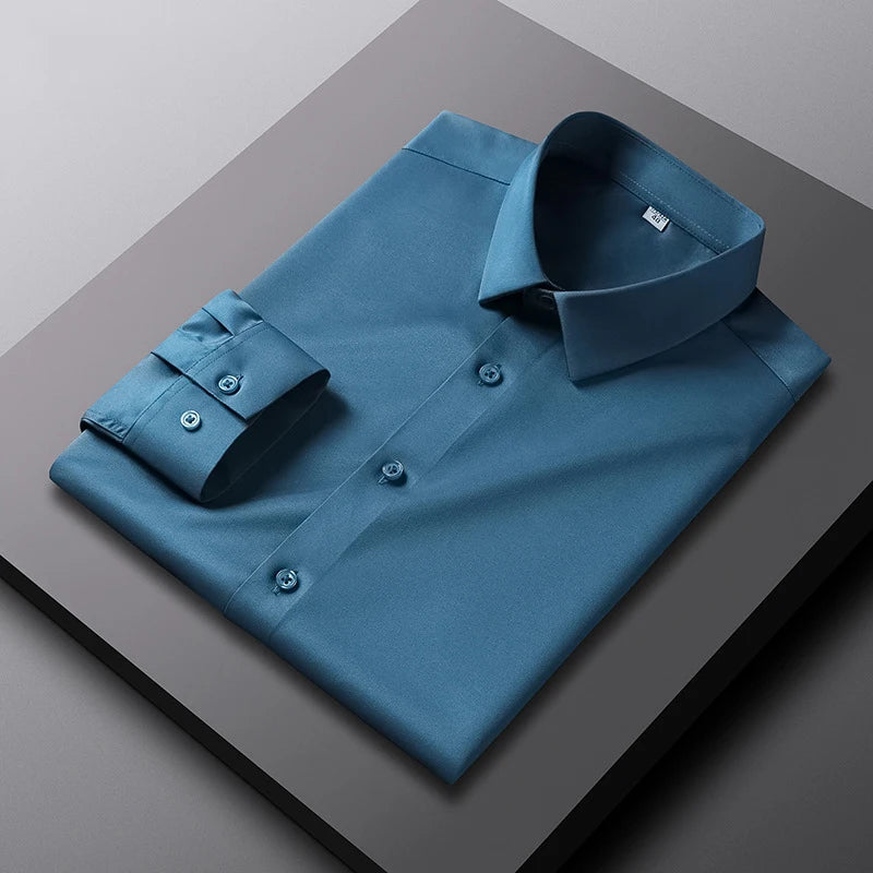 VaultHaus men's casual long sleeve non Ironing and wrinkle resistant business shirt in teal color