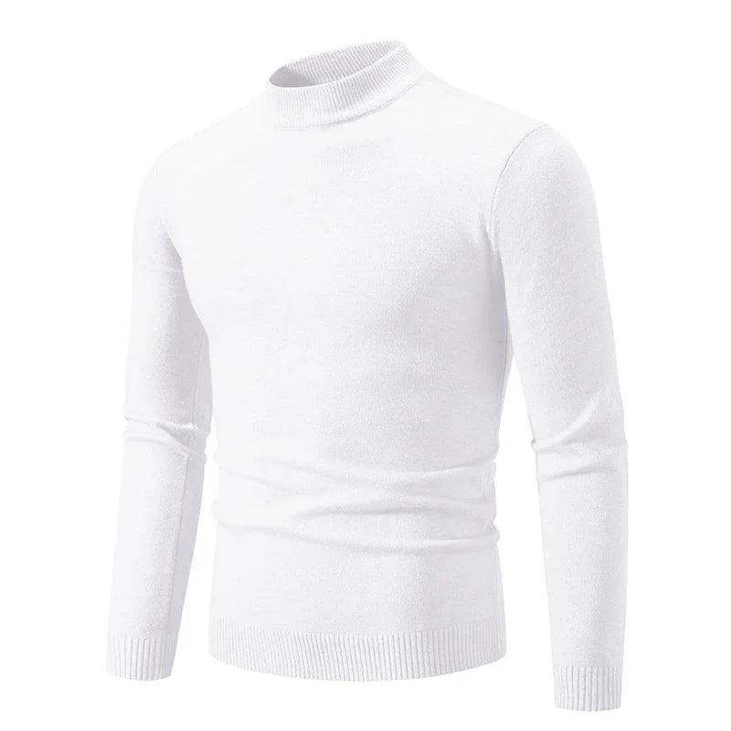VaultHaus Men's Half Neck Sweater in White, Stylish and Comfortable for Casual Wear