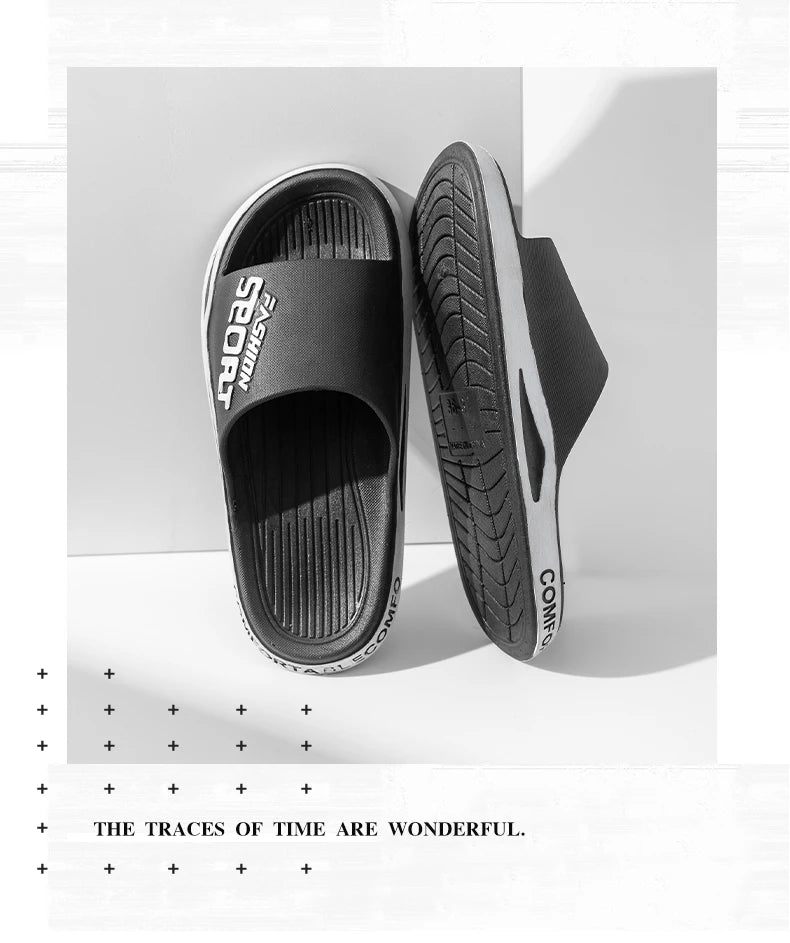 VaultHaus men's outdoor sports slides in black with cushioned sole and slip-resistant tread