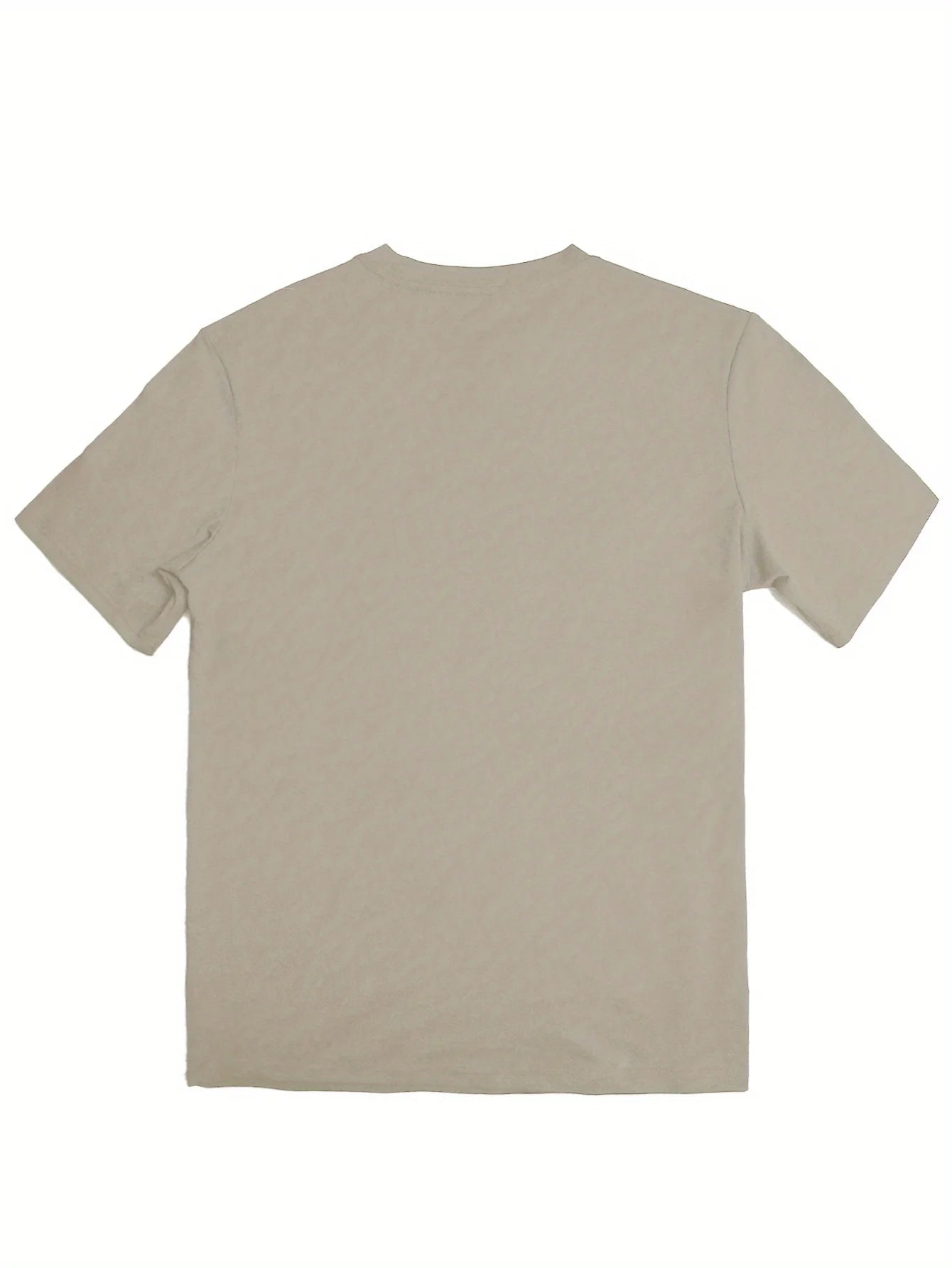 Back view of VaultHaus men's short sleeve cotton shirt in soft beige color for casual wear