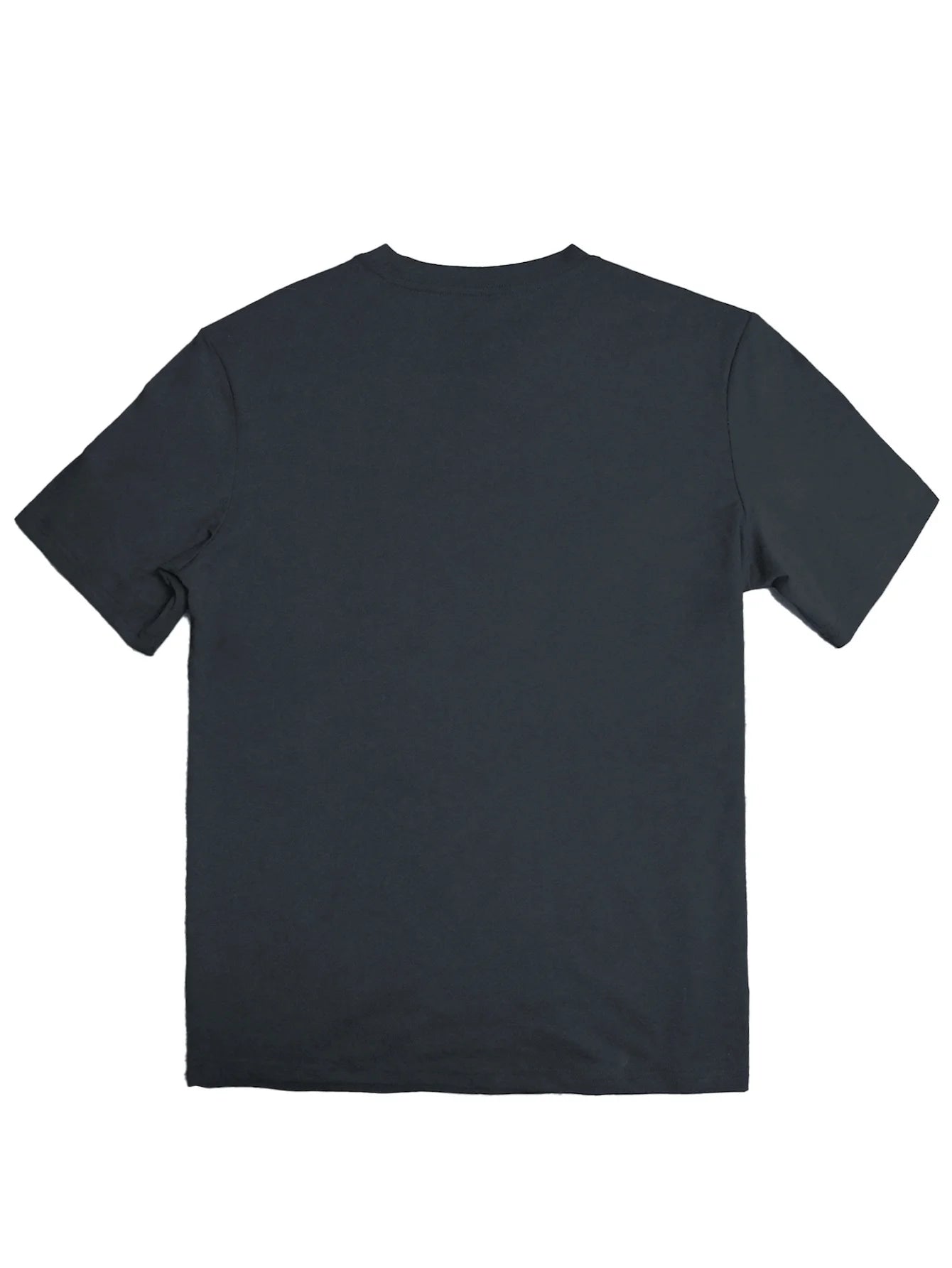 Men's short sleeve cotton shirt in black with a classic back view for casual wear