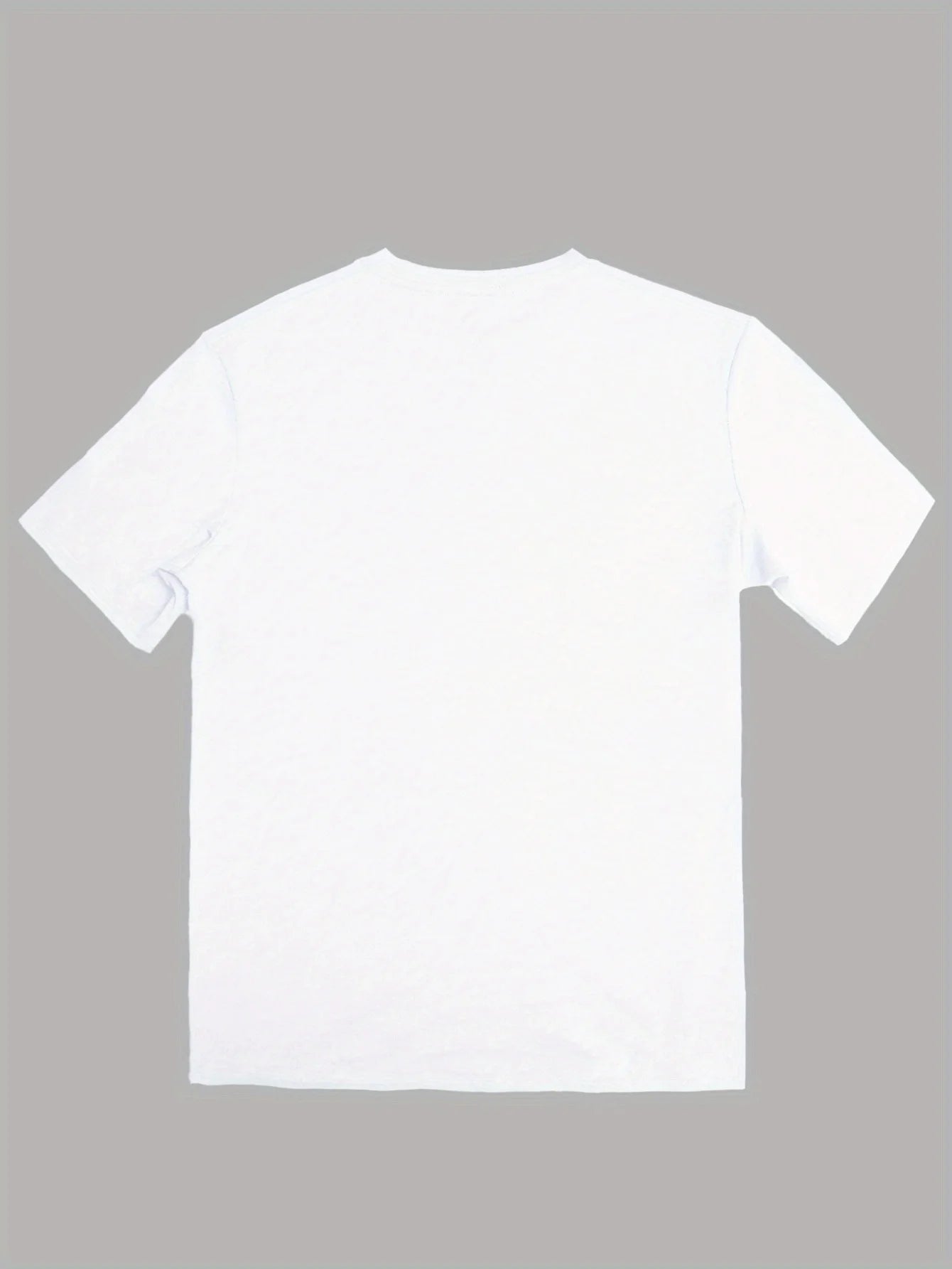 Back view of VaultHaus men's short sleeve cotton shirt in classic white color