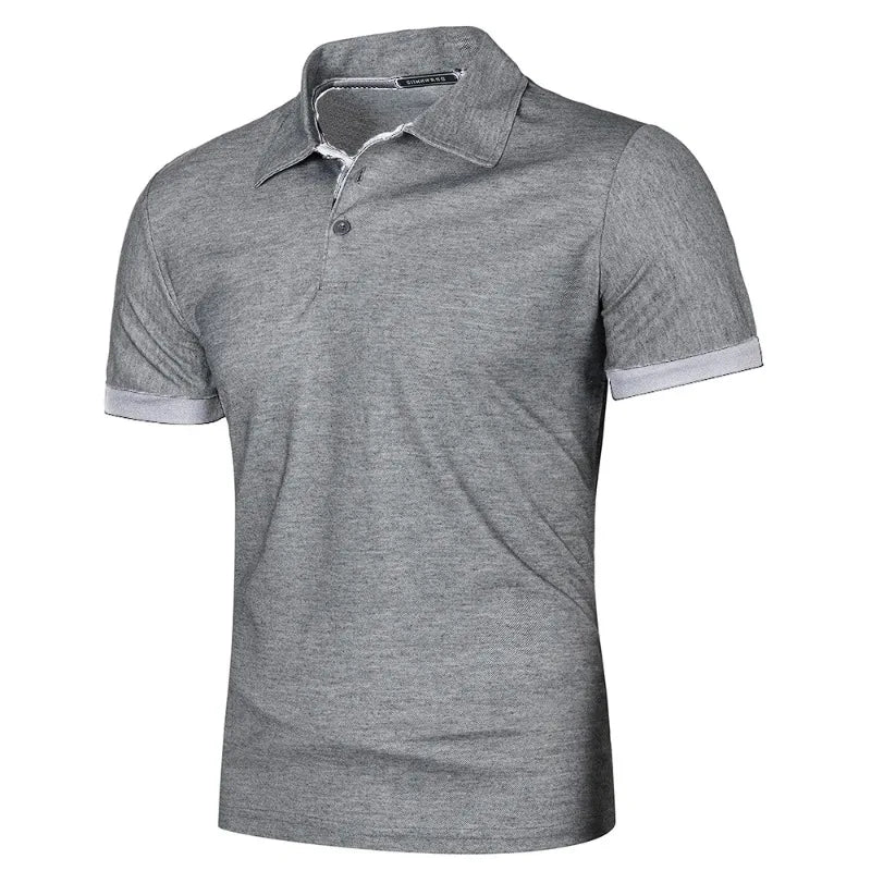 VaultHaus men's streetwear short sleeve polo in grey with a classic fit and soft fabric