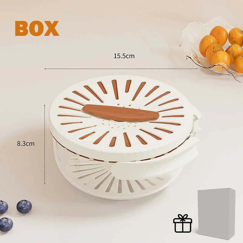VaultHaus multi-function fruit and vegetable strainer basket with foldable design and white lid