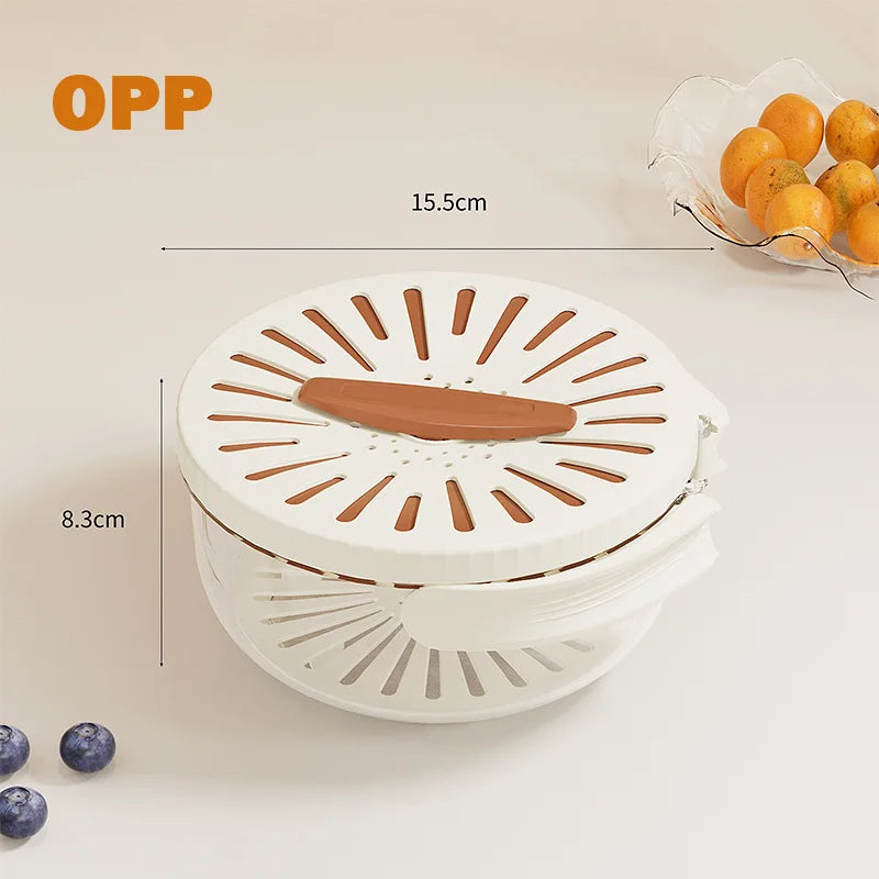 VaultHaus multi-function fruit and vegetable strainer basket in white with handle and 15.5cm diameter