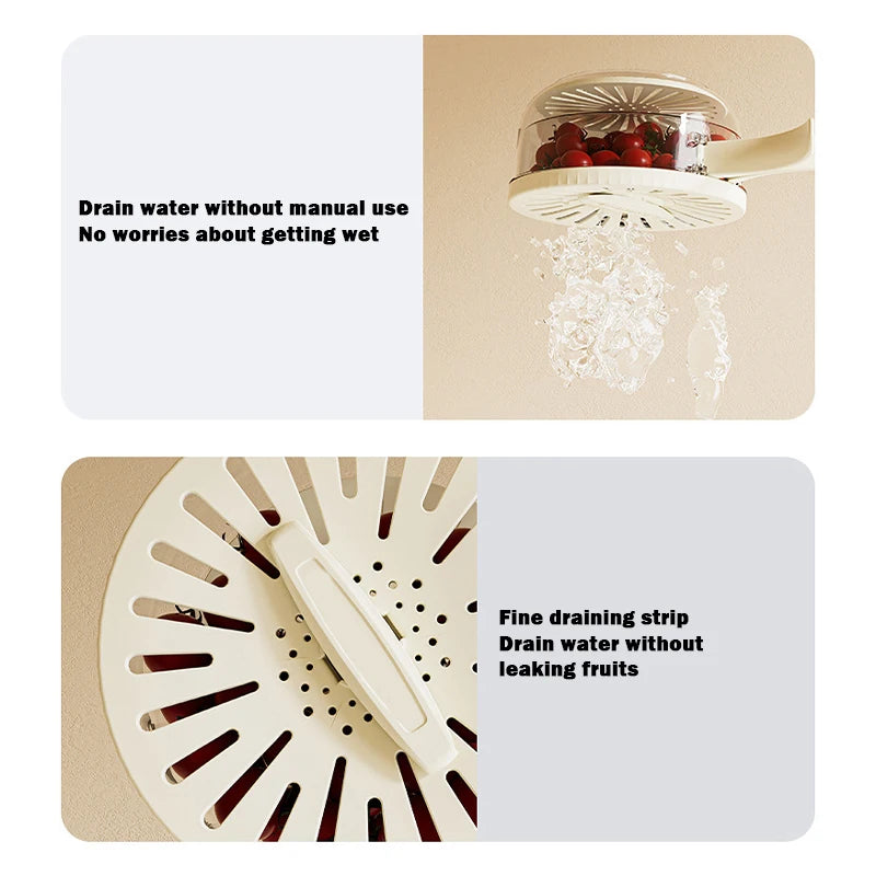 VaultHaus multi-function fruit and vegetable strainer basket draining water effortlessly without manual use