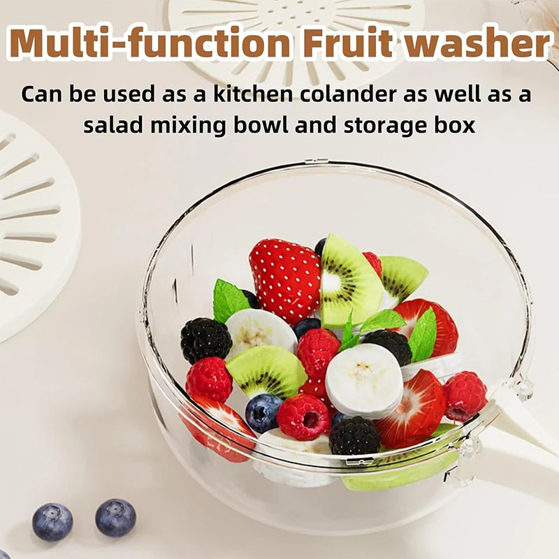 VaultHaus multi-function fruit and vegetable strainer basket with fresh mixed berries and kiwi inside
