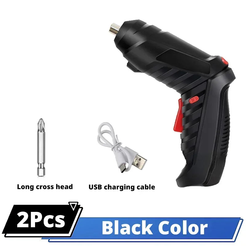 VaultHaus multifunctional household electric drill with USB charging cable and long cross head attachment
