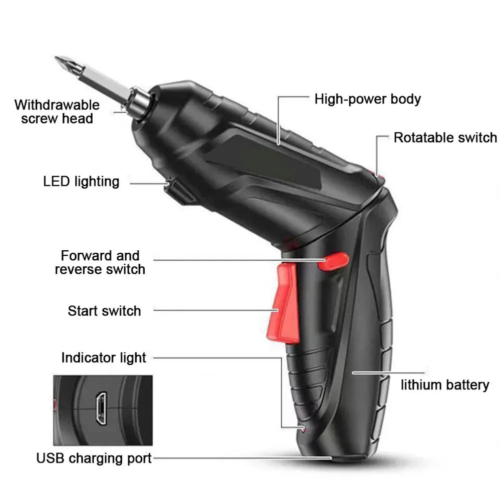 VaultHaus multifunctional household electric drill with LED light and retractable screw head