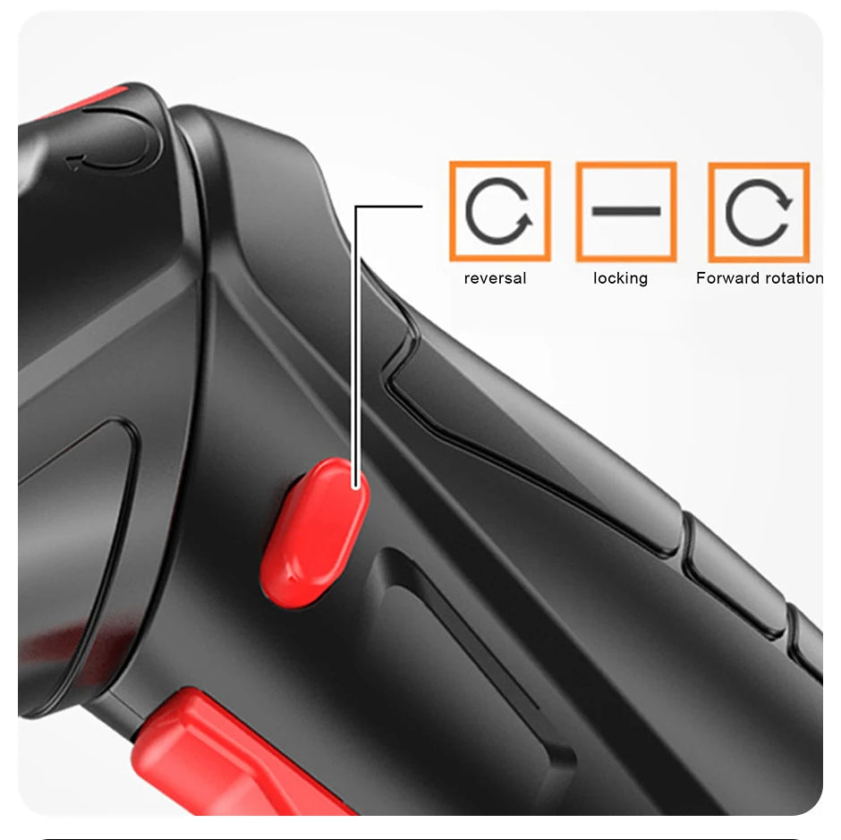 Close-up of VaultHaus multifunctional household electric drill showing rotation controls and locking mechanism