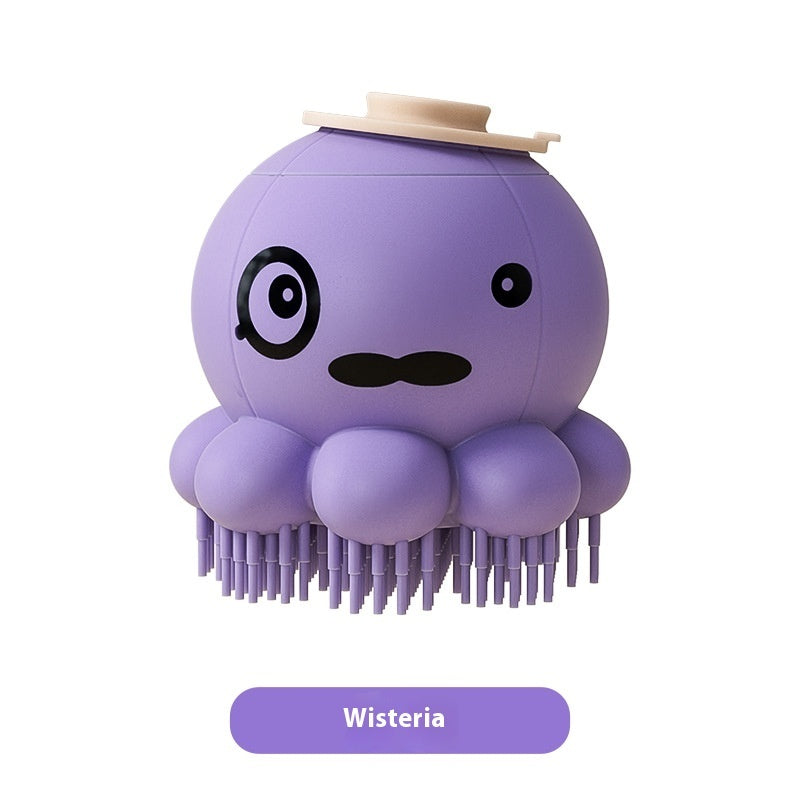 VaultHaus Wisteria octopus shaped Dog Silicone Shower Brush with soft silicone bristles for pet bathing