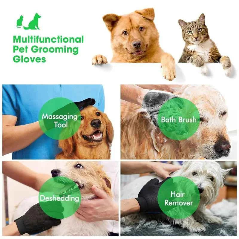 Pet Bath Brush Gloves for Easy Grooming