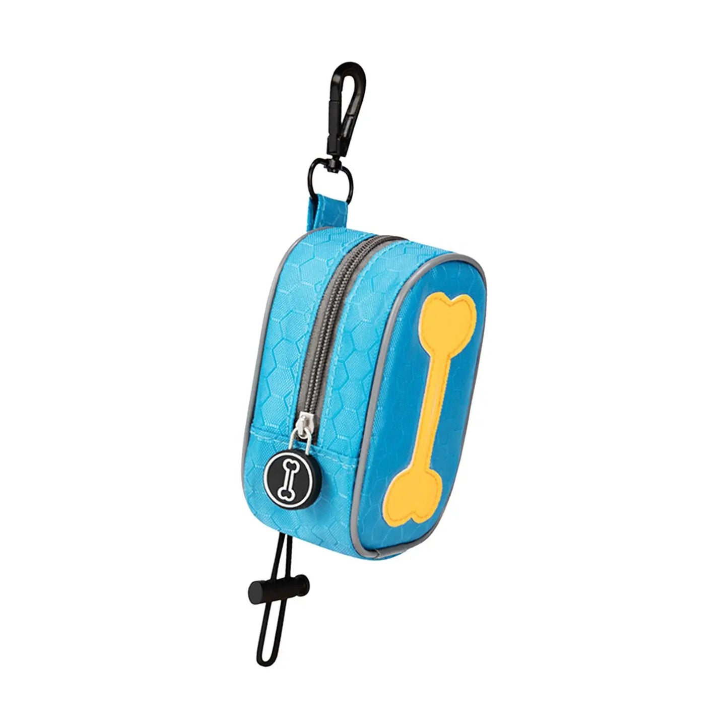 VaultHaus pet waste bag dispenser in blue with a bone design, ideal for easy walks with dogs