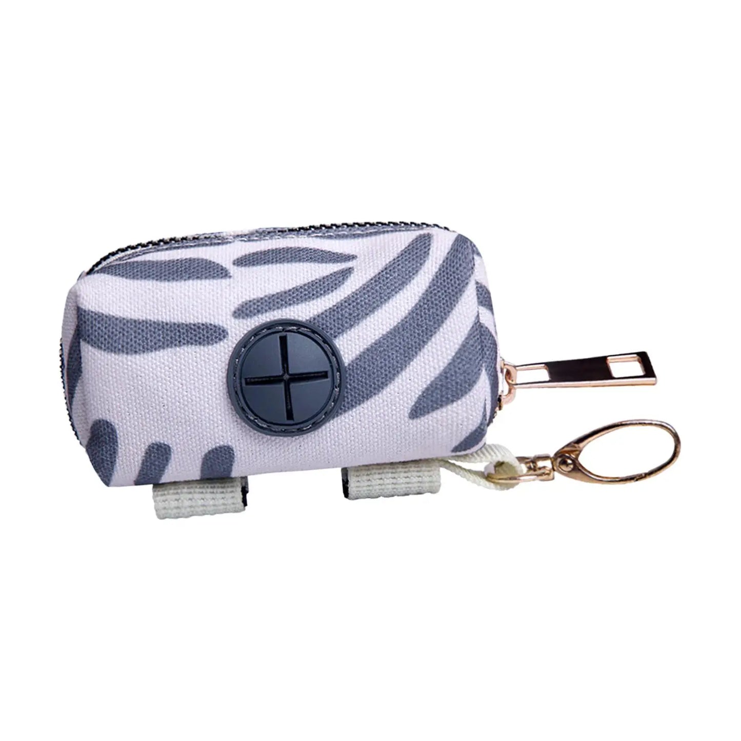 VaultHaus compact pet waste bag dispenser in gray with zipper and clip for easy attachment