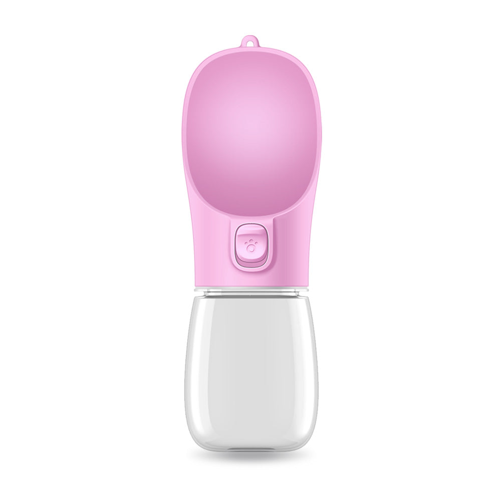 VaultHaus pink Portable Dog Water Bottle with built-in water dispenser for pets on the go