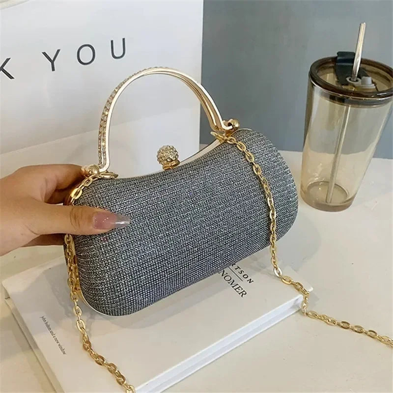 Stylish VaultHaus rhinestone evening bag with gold chain and elegant design for special occasions