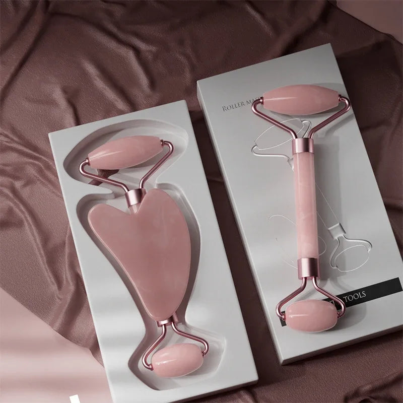 2Pcs Roller Guasha Board Resin Scraper Facial Massager set elegantly displayed in packaging