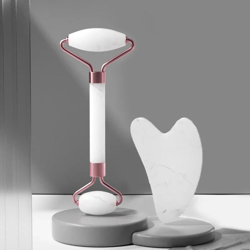 2Pcs Roller Guasha Board Resin Scraper Facial Massager with marble design for skincare routine