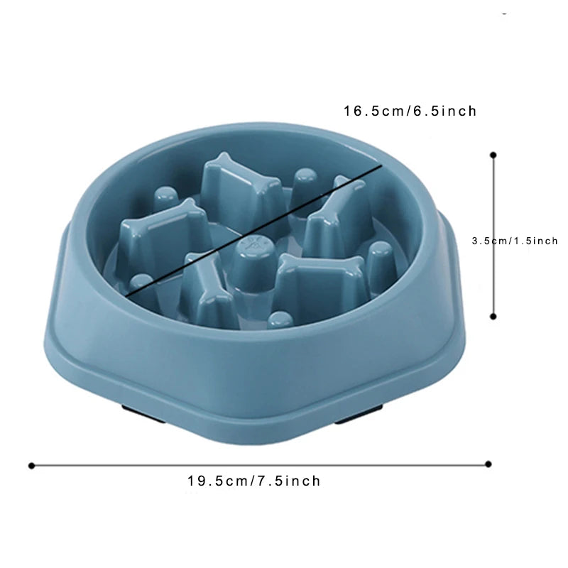 VaultHaus slow feeder Anti-choking dog bowl in blue with non-slip base and raised design