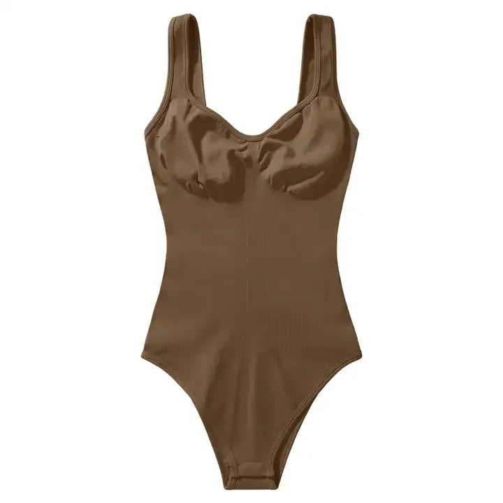 Stylish women's jumpsuit in brown with a sleek design and adjustable straps for a trendy look
