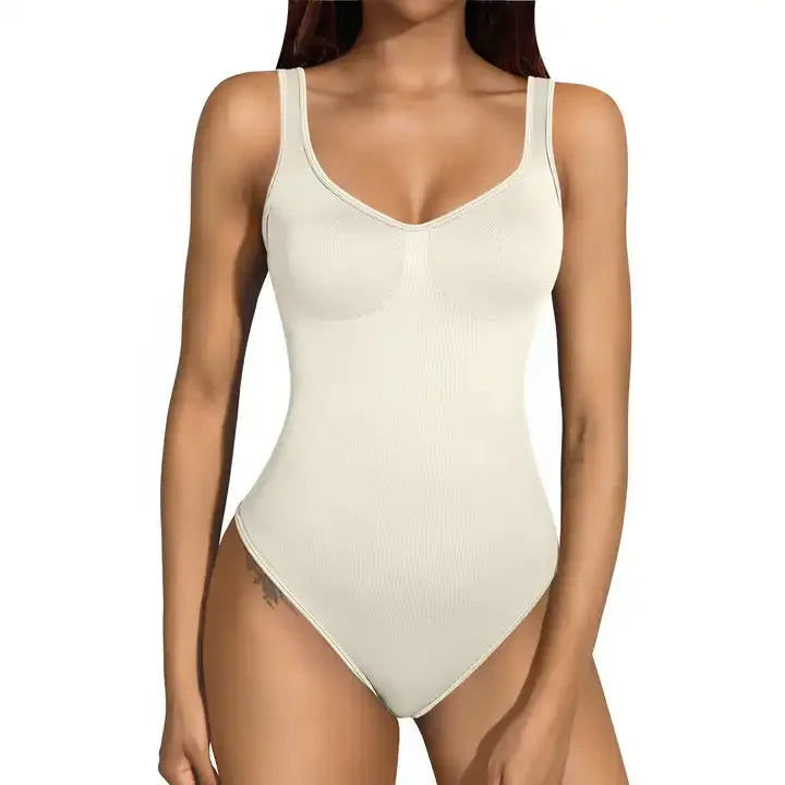 Stylish women's jumpsuit in cream with a fitted design and comfortable straps for a chic look