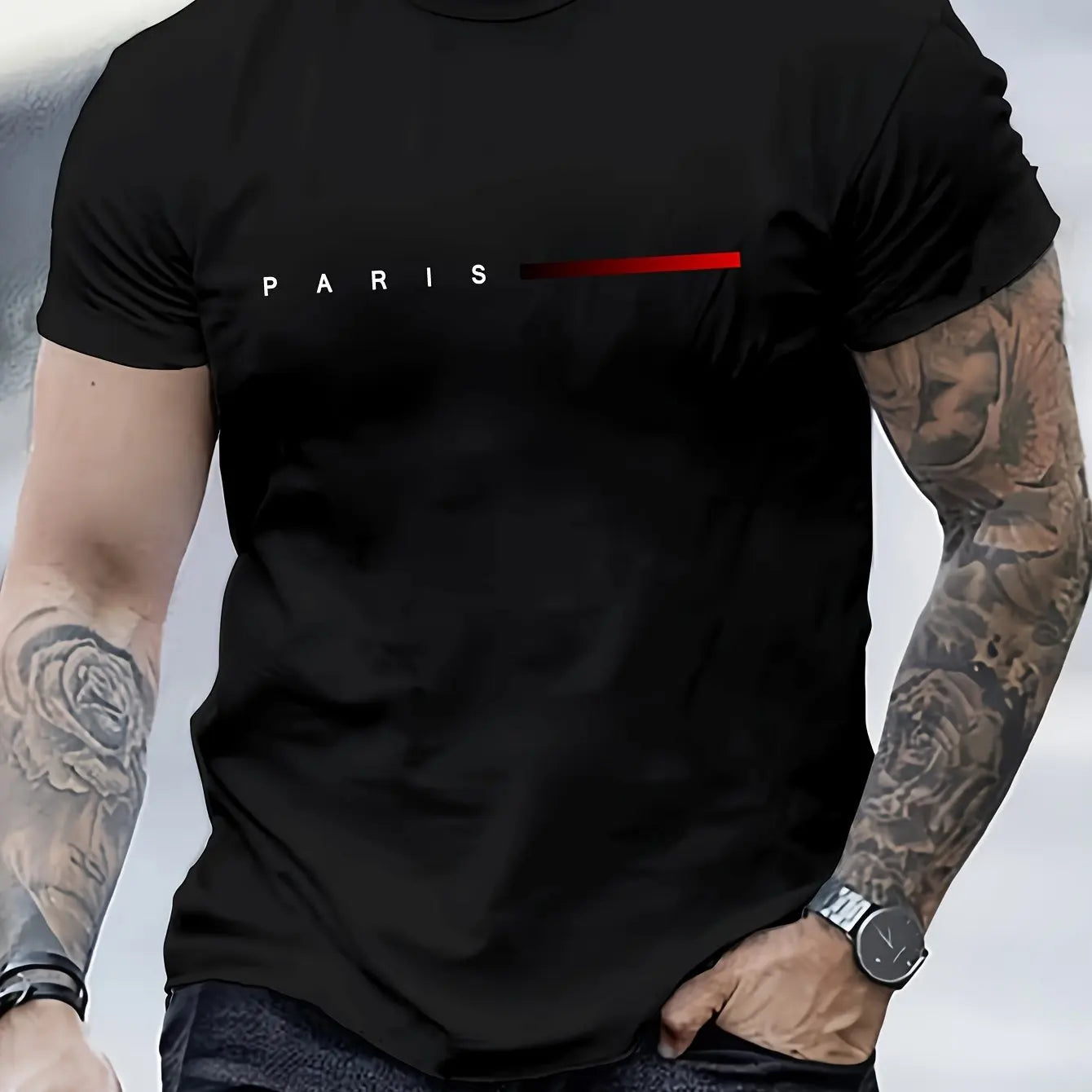 VaultHaus summer cotton slim fit tee with Paris graphic design for casual summer style