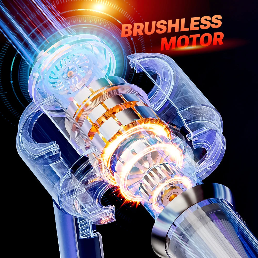 Portable car vacuum cleaner with advanced brushless motor for efficient cleaning performance