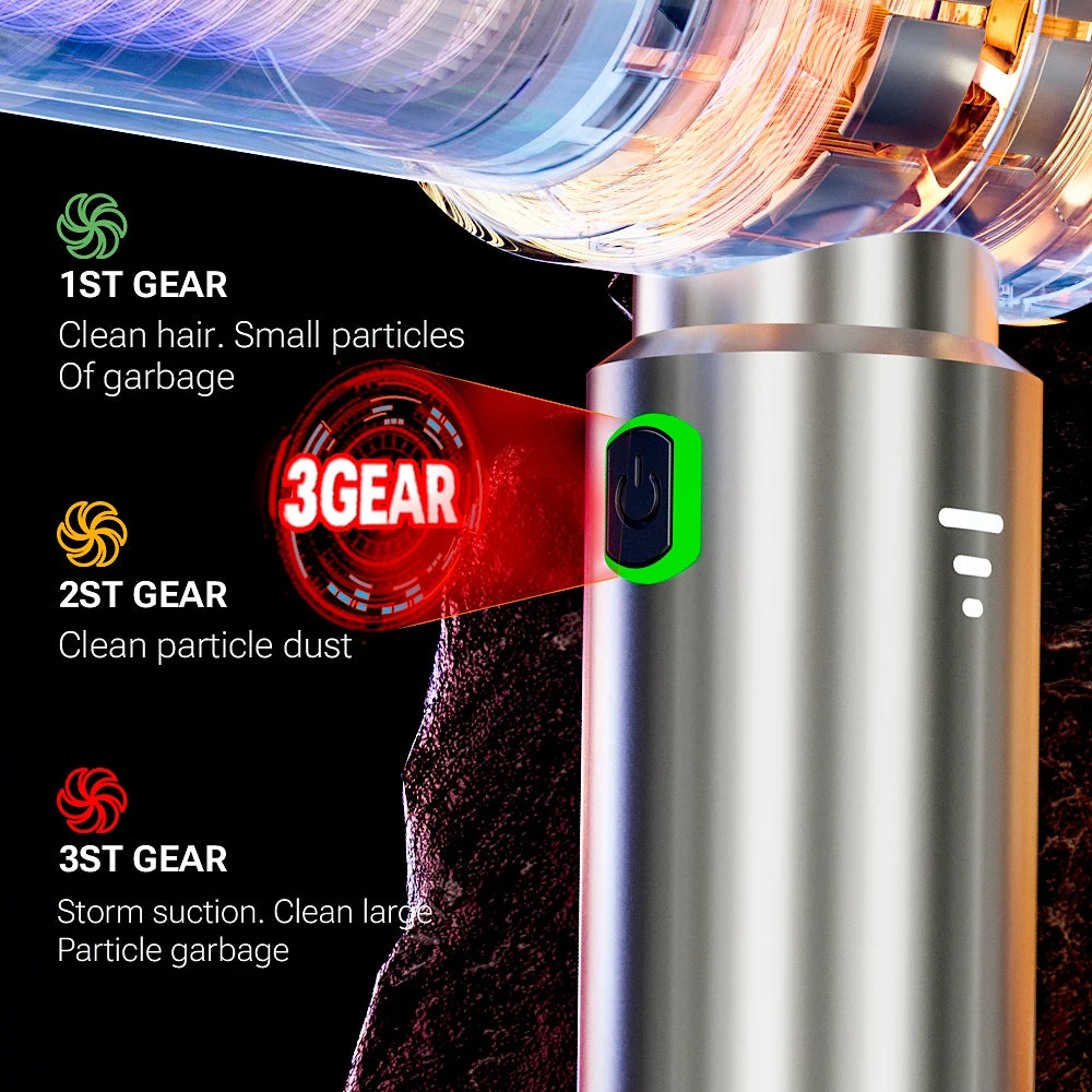 VaultHaus portable car vacuum cleaner with three adjustable gears for effective cleaning of dust and particles