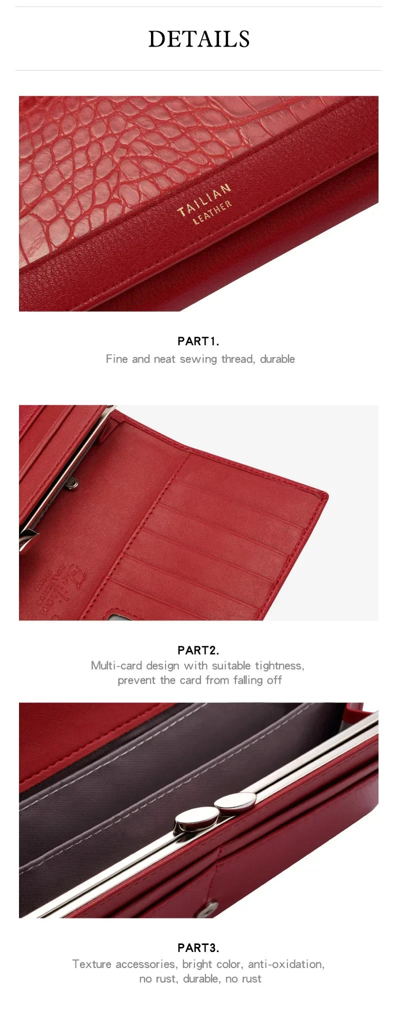 VaultHaus designer long wallet for women in red with durable texture and multiple card slots