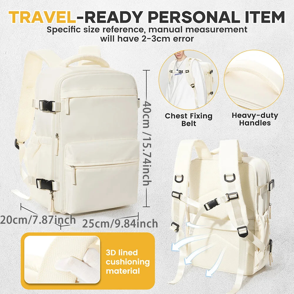 VaultHaus vacuum carry on travel backpack 40x20x25 with chest fixing belt heavy-duty handles and 3D lined cushioning