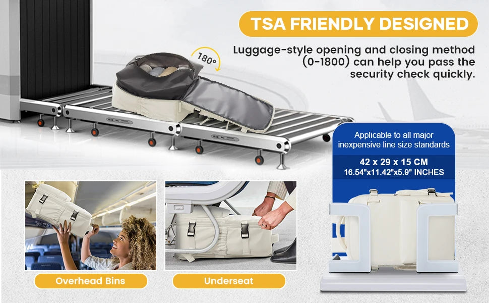 VaultHaus vacuum carry on travel backpack 40x20x25 with TSA friendly luggage-style opening for overhead bins and underseat storage