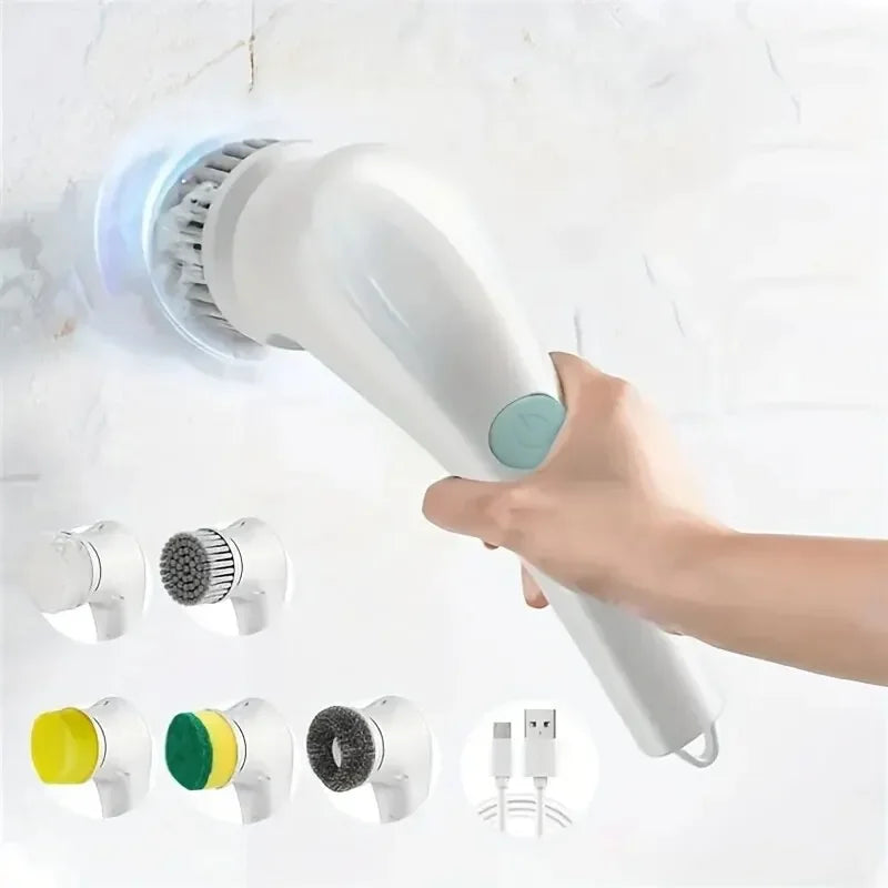 Five in One Multifunctional Electric Cleaning Brush for Bathroom, perfect for deep cleaning and scrubbing surfaces