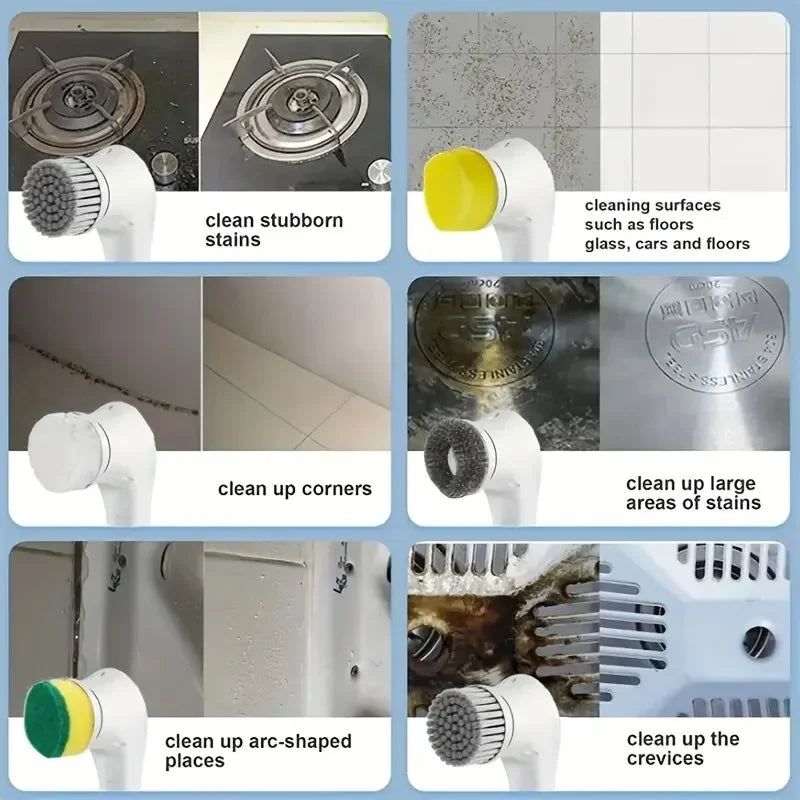 Five in One Multifunctional Electric Cleaning Brush for Bathroom cleaning stubborn stains and hard-to-reach areas