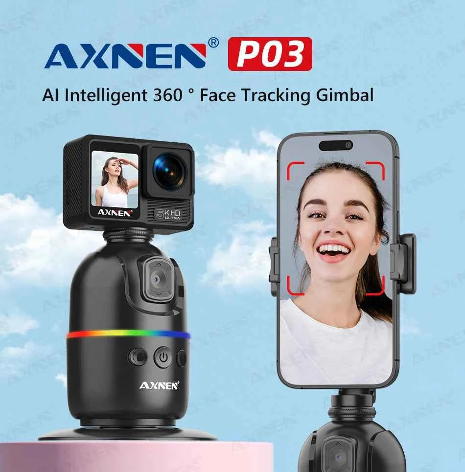 AI 360 Auto Rotate Selfie Stand for iPhone & Android