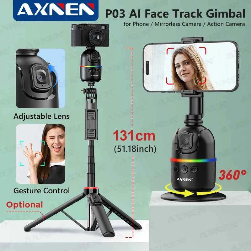 AI 360 Auto Rotate Selfie Stand for iPhone & Android