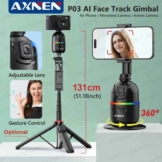 AI 360 Auto Rotate Selfie Stand for iPhone & Android