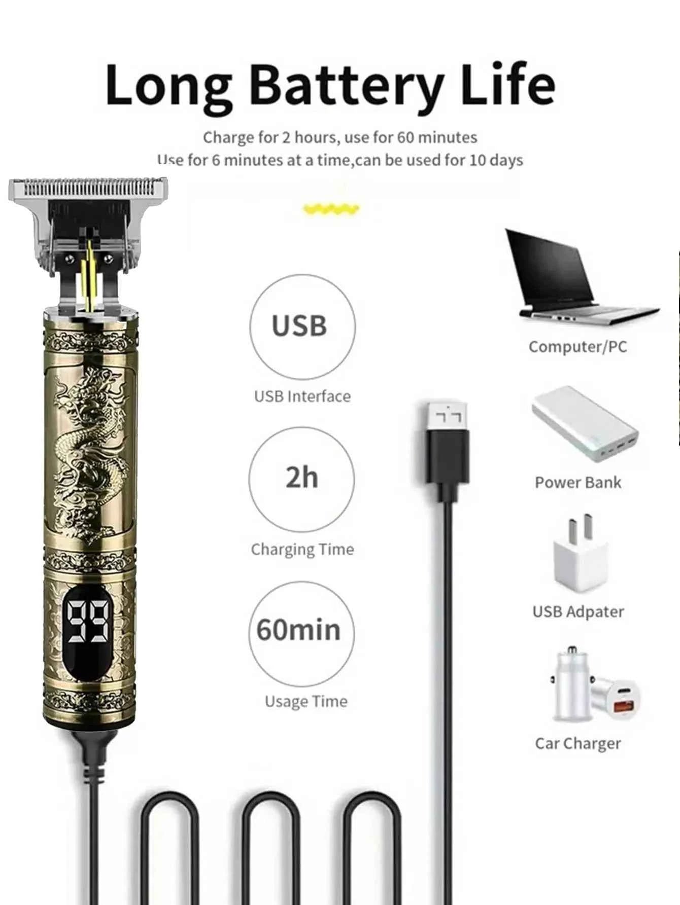Electric Hair Clipper with LCD Display
