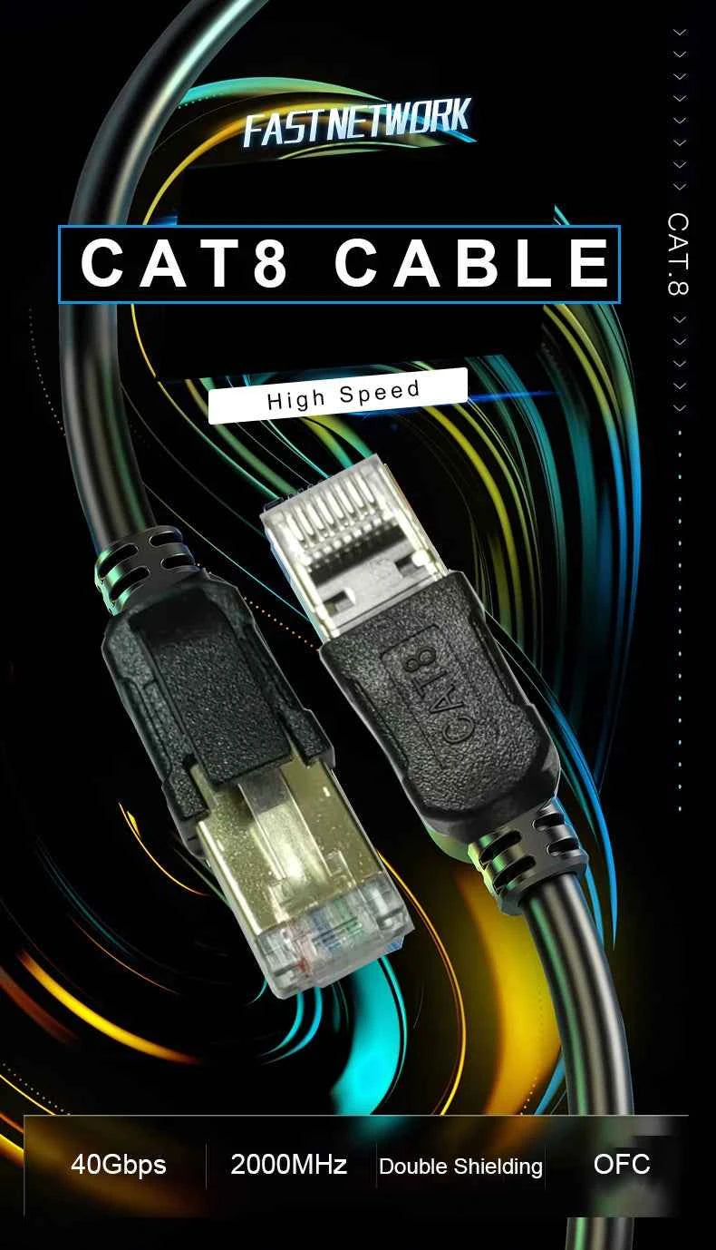 Gaming Ethernet Cable Cat8 40Gbps - Ultra Fast